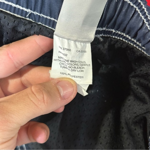 Nike Men’s Swim Trunks Navy Blue White Swoosh Size Large Y2K Swim Summer - Picture 9 of 9